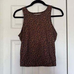 Sleeveless Brown Leopard Print Tank Top